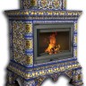 Печь-камин КОСТРОМА пристенный двухъярусный (цвет изразцов роспись Январь) КИМРпечь                  